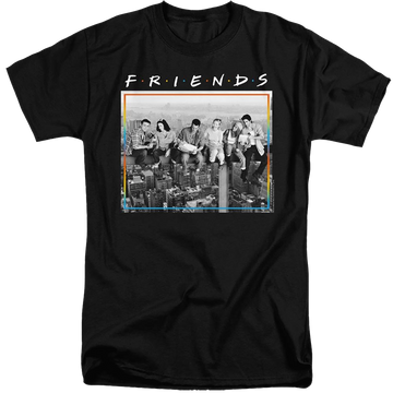 Black men's tall fit t-shirt with Friends Lunch Break graphic