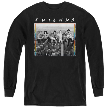 Black youth long sleeve t-shirt with Friends Lunch Break graphic