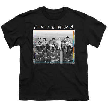 Black youth t-shirt for ages 8 to 12 with Friends Lunch Break graphic