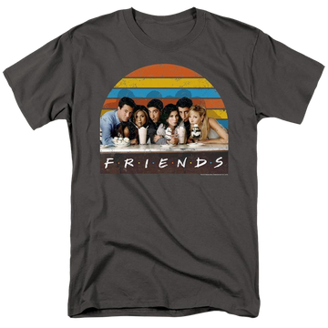 Charcoal men's regular fit t-shirt with Friends Soda Fountain graphic