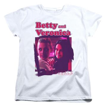 White women's t-shirt with Riverdale Betty And Veronica graphic