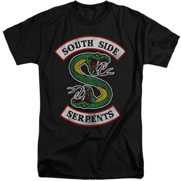 Black men's tall fit t-shirt with Riverdale South Side Serpent graphic