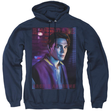 Navy pullover hoodie with Riverdale Archie Andrews graphic
