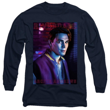 Navy men's long sleeve t-shirt with Riverdale Archie Andrews graphic
