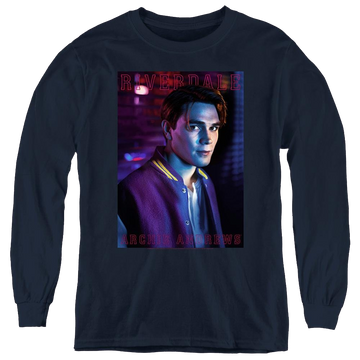 Navy youth long sleeve t-shirt with Riverdale Archie Andrews graphic