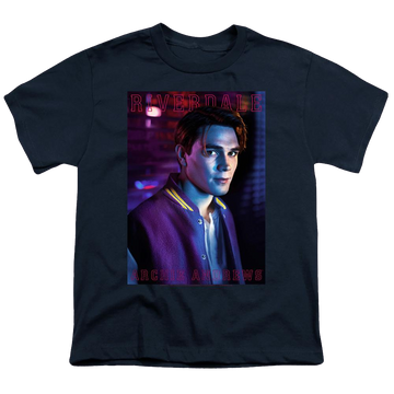 Navy youth t-shirt for ages 8 to 12 with Riverdale Archie Andrews graphic