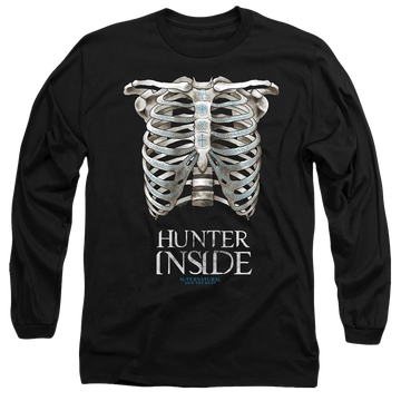 Black men's long sleeve t-shirt with Supernatural Hunter Inside graphic