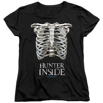 Black women's t-shirt with Supernatural Hunter Inside graphic