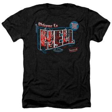 Charcoal men's heather t-shirt with Supernatural Welcome graphic
