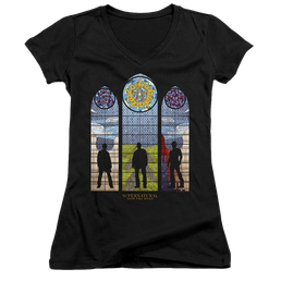 Supernatural Stained Glass - Juniors V-Neck T-Shirt Juniors V-Neck T-Shirt Supernatural   