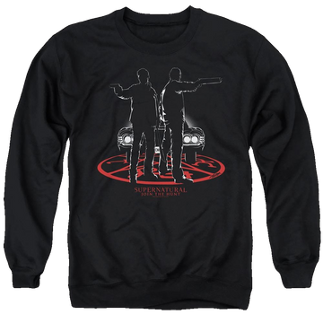 Black men's crewneck sweatshirt with Supernatural Silhouettes graphic
