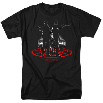 Black men's regular fit t-shirt with Supernatural Silhouettes graphic