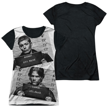 Supernatural Mug Shots juniors black back t-shirt
