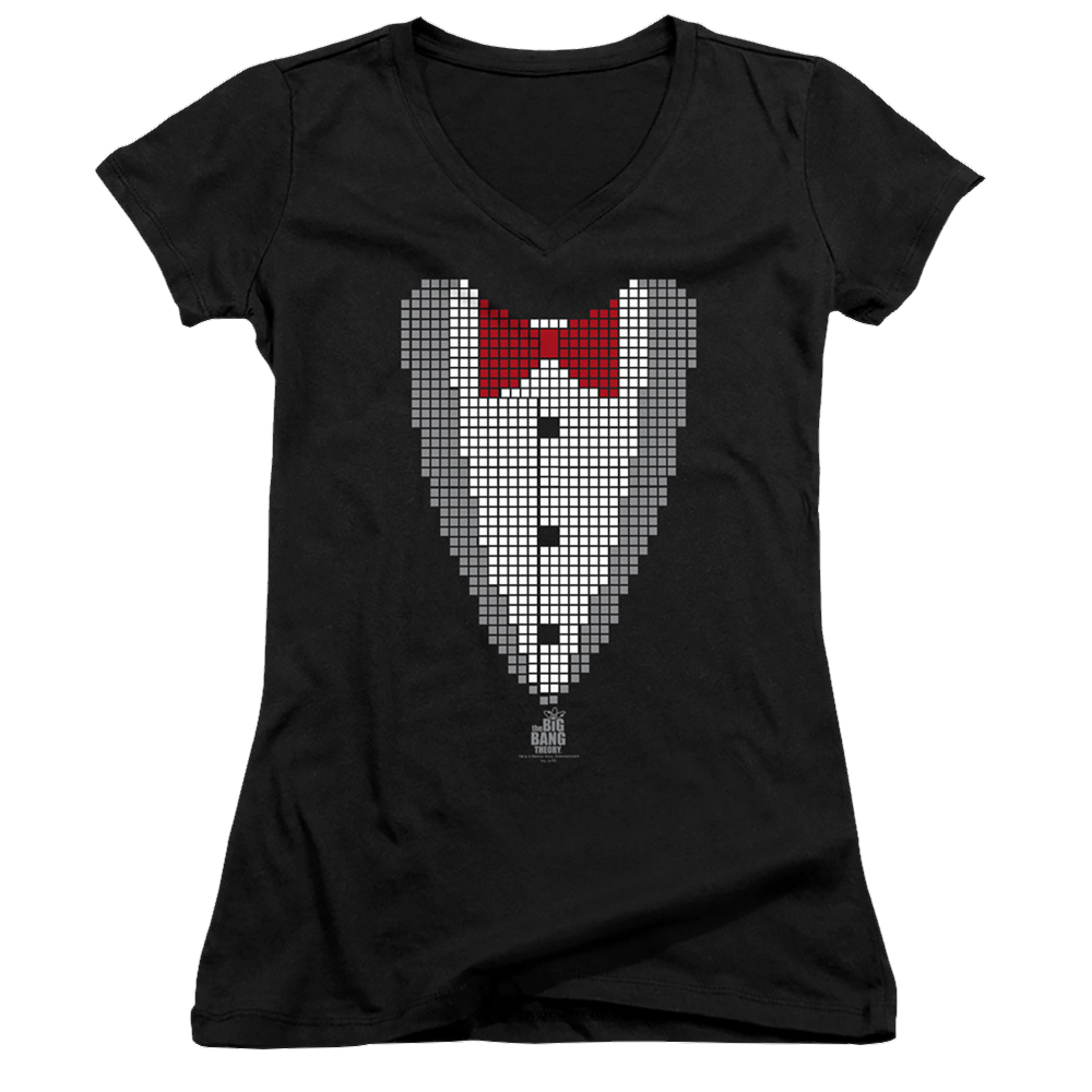 Big Bang Theory, The Pixelated Tux - Juniors V-Neck T-Shirt Juniors V-Neck T-Shirt Big Bang Theory   