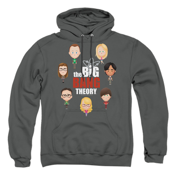 Charcoal pullover hoodie with Big Bang Theory Emojis graphic