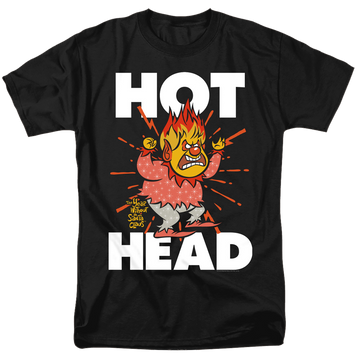 Black men's regular fit t-shirt with Year Without a Santa Claus Hot Head graphic