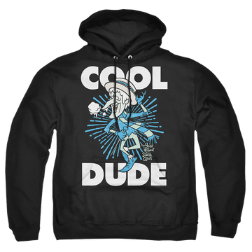Black pullover hoodie with Year Without a Santa Claus Cool Dude graphic