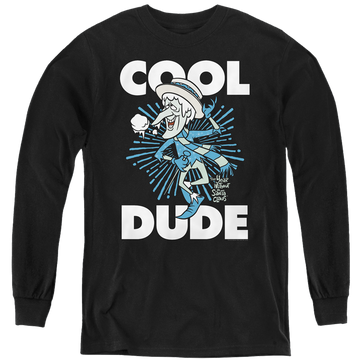 Black youth long sleeve t-shirt with Year Without a Santa Claus Cool Dude graphic