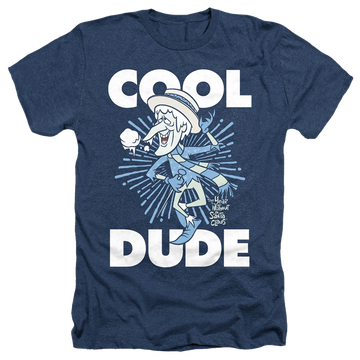 Navy men's heather t-shirt with Year Without a Santa Claus Cool Dude graphic