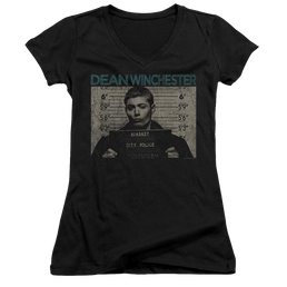 Supernatural Dean Mug Shot - Juniors V-Neck T-Shirt Juniors V-Neck T-Shirt Supernatural   