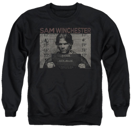 Supernatural Sam Mug Shot - Men's Crewneck Sweatshirt Men's Crewneck Sweatshirt Supernatural   