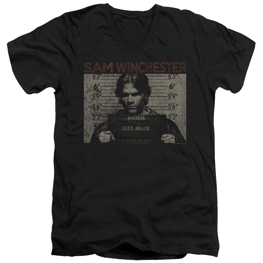 Supernatural Sam Mug Shot - Men's V-Neck T-Shirt Men's V-Neck T-Shirt Supernatural   
