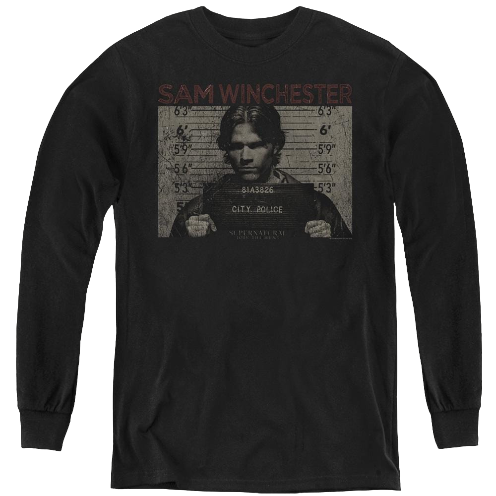 Supernatural Sam Mug Shot - Youth Long Sleeve T-Shirt Youth Long Sleeve T-Shirt Supernatural   
