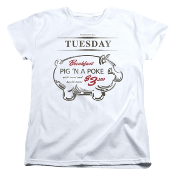 White women's t-shirt with Supernatural Pig N Poke graphic