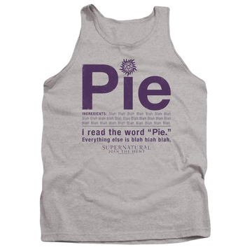 Athletic heather men's tank with Supernatural Pie graphic