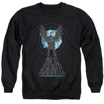 Black men's crewneck sweatshirt with Supernatural Hey Ass Butt graphic