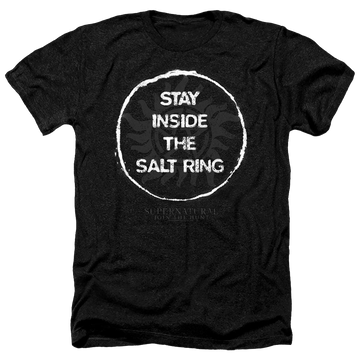 Charcoal men's heather t-shirt with Supernatural Stay Inside The Salt Ring graphic