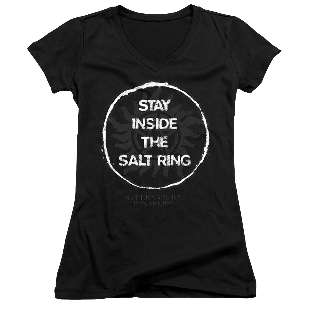 Supernatural Stay Inside The Salt Ring - Juniors V-Neck T-Shirt Juniors V-Neck T-Shirt Supernatural   