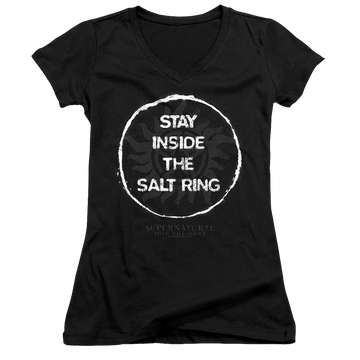 Supernatural Stay Inside The Salt Ring - Juniors V-Neck T-Shirt Juniors V-Neck T-Shirt Supernatural   