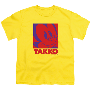 Yellow youth t-shirt for ages 8 to 12 with Animaniacs Pop Yakko graphic