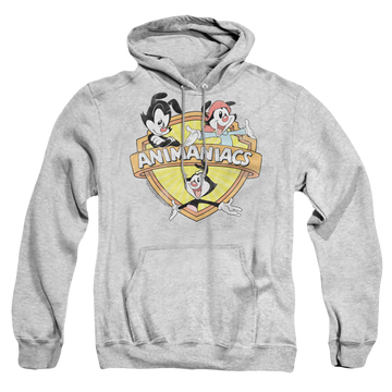Athletic heather pullover hoodie with Shielded Animaniacs graphic