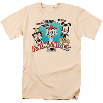 Cream men's regular fit t-shirt with Animaniacs No Evil graphic