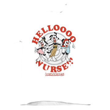 White kid's t-shirt for ages 4 to 7 with Animaniacs Hello Nurse graphic