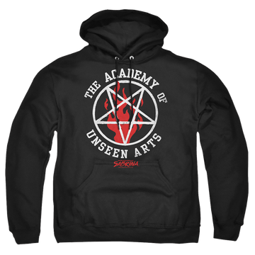 Black pullover hoodie with Chilling Adventures of Sabrina Academy Of Unseen Arts graphic