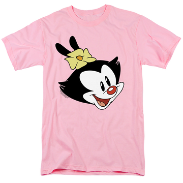 Pink men's regular fit t-shirt with Animaniacs Dot Head graphic