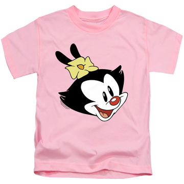 Pink kid's t-shirt for ages 4 to 7 with Animaniacs Dot Head graphic