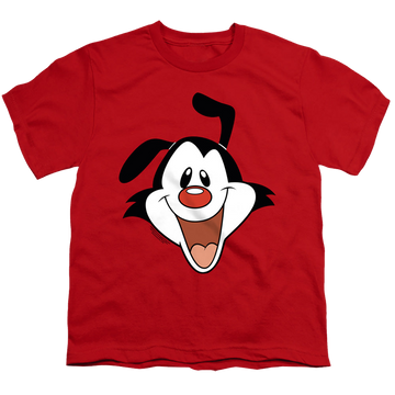 Red youth t-shirt for ages 8 to 12 with Animaniacs Yakko Head graphic