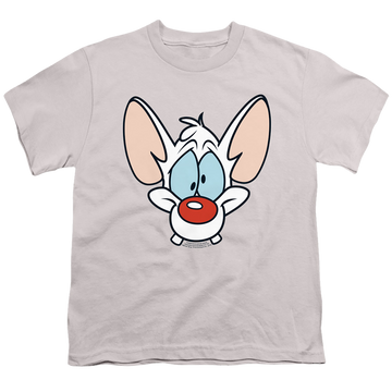 Silver youth t-shirt for ages 8 to 12 with Pinky and The Brain Pinky graphic