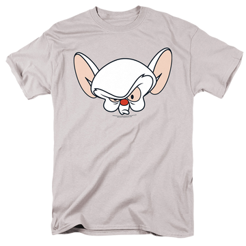 Silver men's regular fit t-shirt with Pinky and The Brain BRAIN graphic