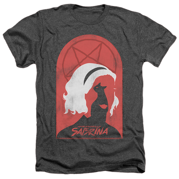 Charcoal men's heather t-shirt with Chilling Adventures of Sabrina Sabrina And Salem graphic