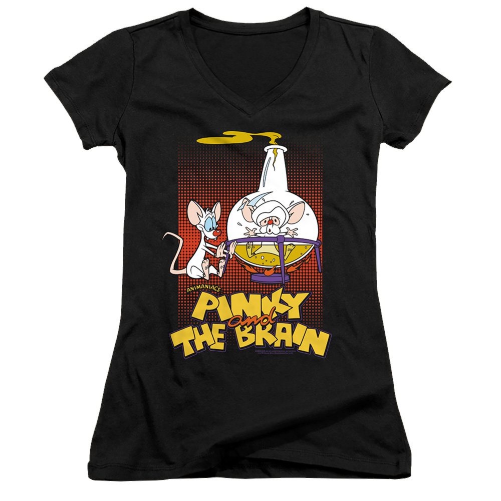 Pinky And The Brain Lab Flask - Juniors V-Neck T-Shirt Juniors V-Neck T-Shirt Pinky and The Brain   