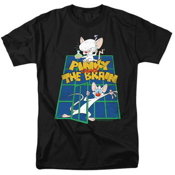 Black men's regular fit t-shirt with Pinky and The Brain Ol Standard graphic