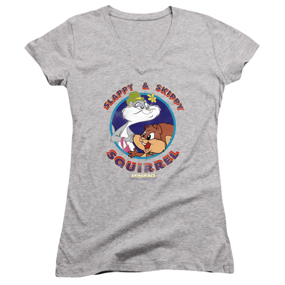 Animaniacs Slappy And Skippy Squirrel - Juniors V-Neck T-Shirt Juniors V-Neck T-Shirt Animaniacs   