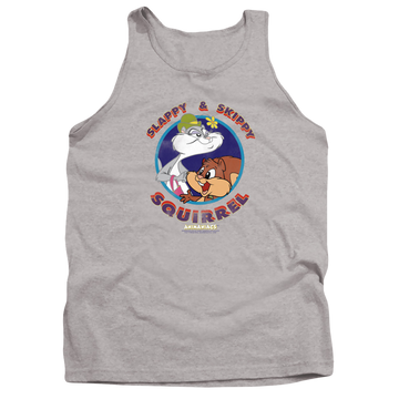 Athletic heather men's tank with Animaniacs Slappy And Skippy Squirrel graphic