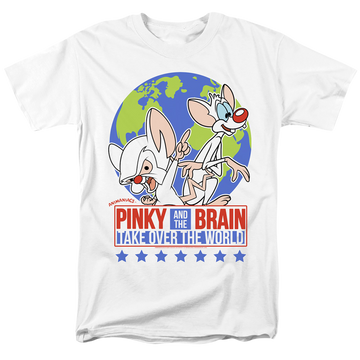 White men's regular fit t-shirt with Pinky and The Brain Campaign graphic