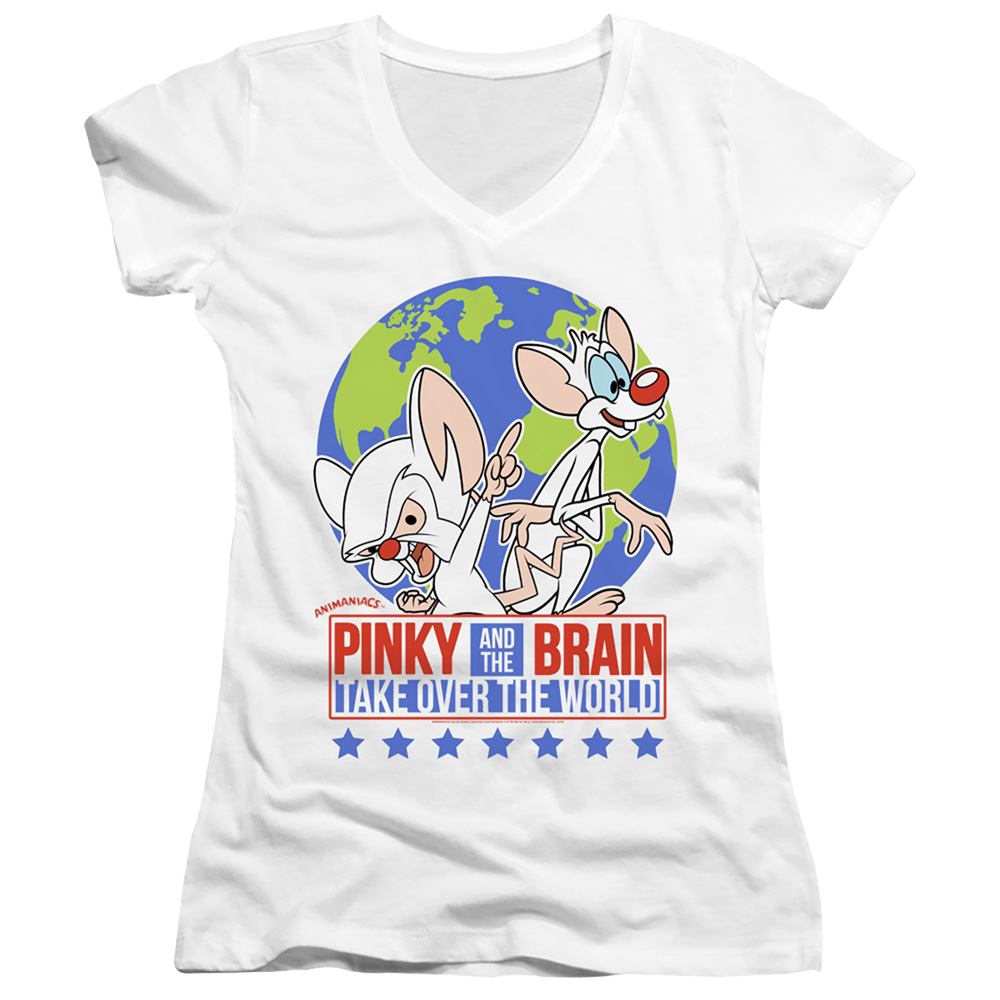 Pinky And The Brain Campaign - Juniors V-Neck T-Shirt Juniors V-Neck T-Shirt Pinky and The Brain   